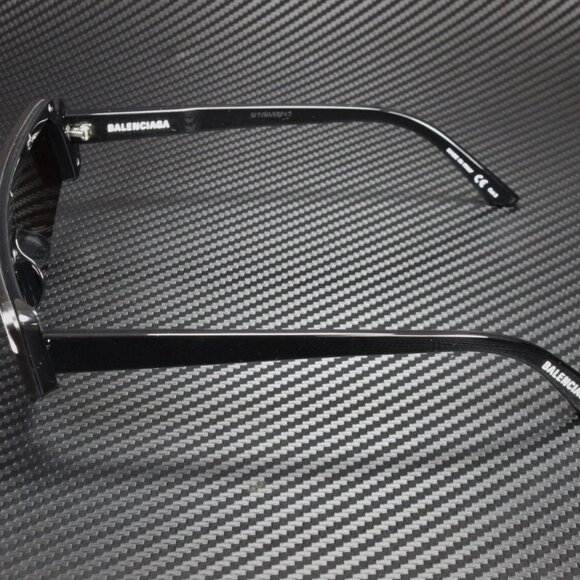 BALENCIAGA Rectangular Square Black Grey 99 mm Unisex Sunglasses - Picture 4 of 4